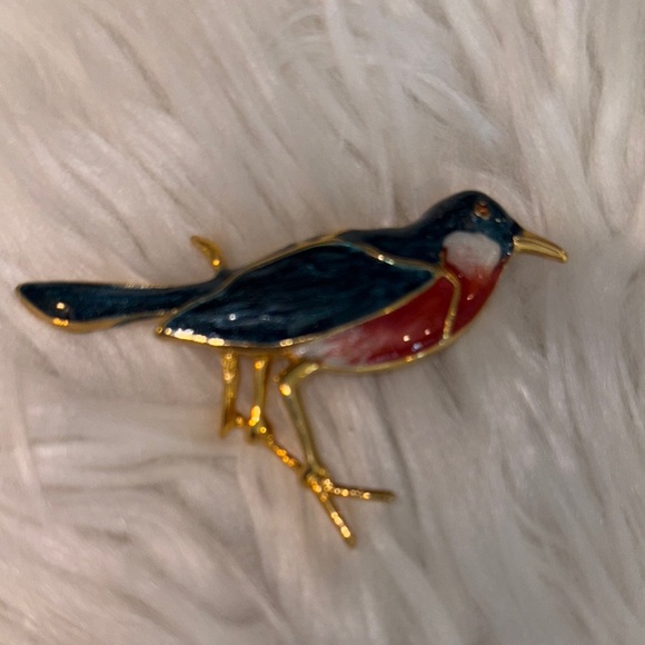 Elegant Enamel Bird Brooch - Picture 2 of 6